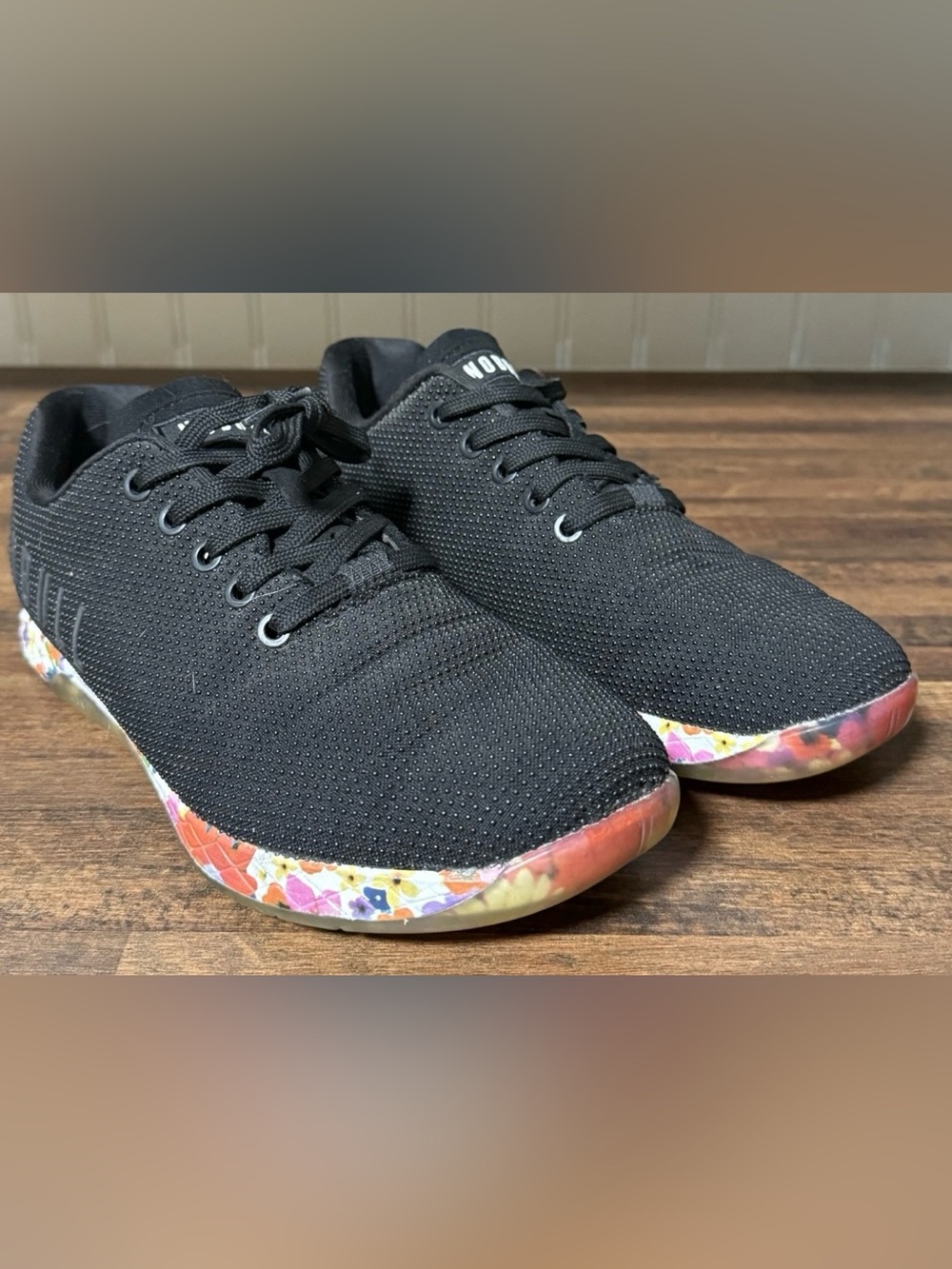 NOBULL Shoes Womens Black Daisy Floral Knit Low Top Training Sneakers Size 7